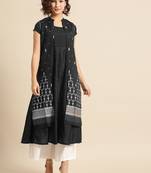 divawalk Black Sliver Foil Printed Layered Kurta