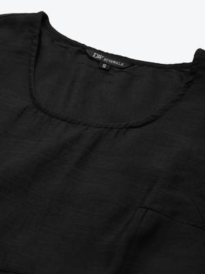 divawalk Black Sliver Foil Printed Layered Kurta 2