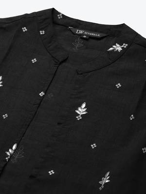divawalk Black Sliver Foil Printed Layered Kurta 3