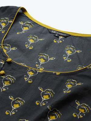 divawalk Mustard & Grey Printed Anarkali With koti 2