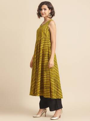 divawalk Mustard & Grey Printed Anarkali With koti 4
