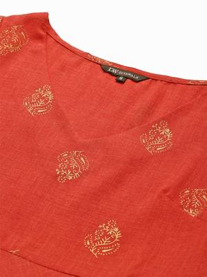 divawalk Red Gold Printed Flared Anarkali 2
