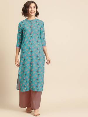 Divawalk Blue Digital Printed Kurta 1