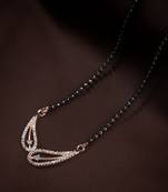 Rose Gold Plated Traditional Single Line American Diamond Pendant with Black Bead Chain Mangalsutra for Women