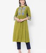 Cotton rayon and cotton print kurta with gathering