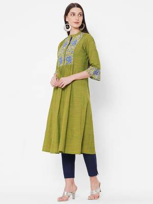 Cotton rayon and cotton print kurta with gathering 2