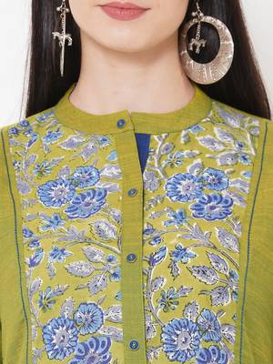 Cotton rayon and cotton print kurta with gathering 6