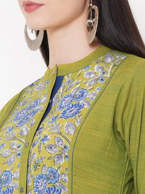 Cotton rayon and cotton print kurta with gathering 7