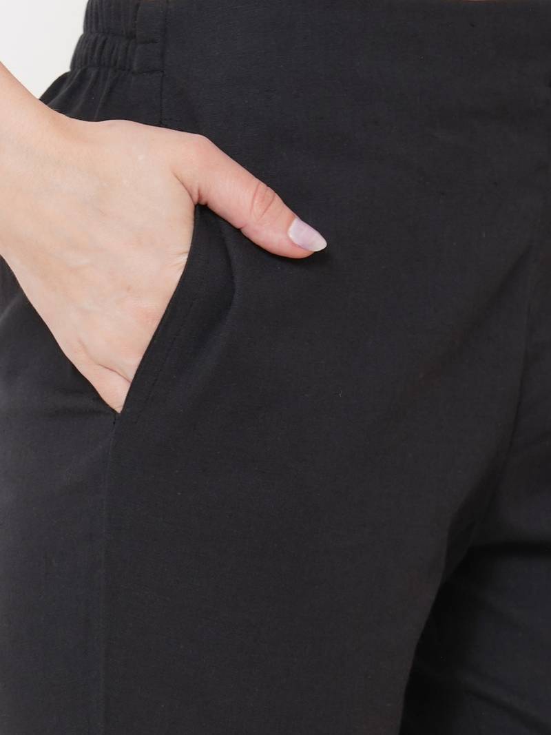 Dobby stripes kurta with block print