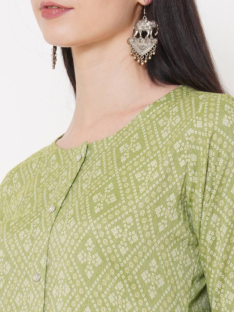 Straight fit rayon bandhani print kurta