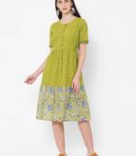 Handblock printed tiered dress