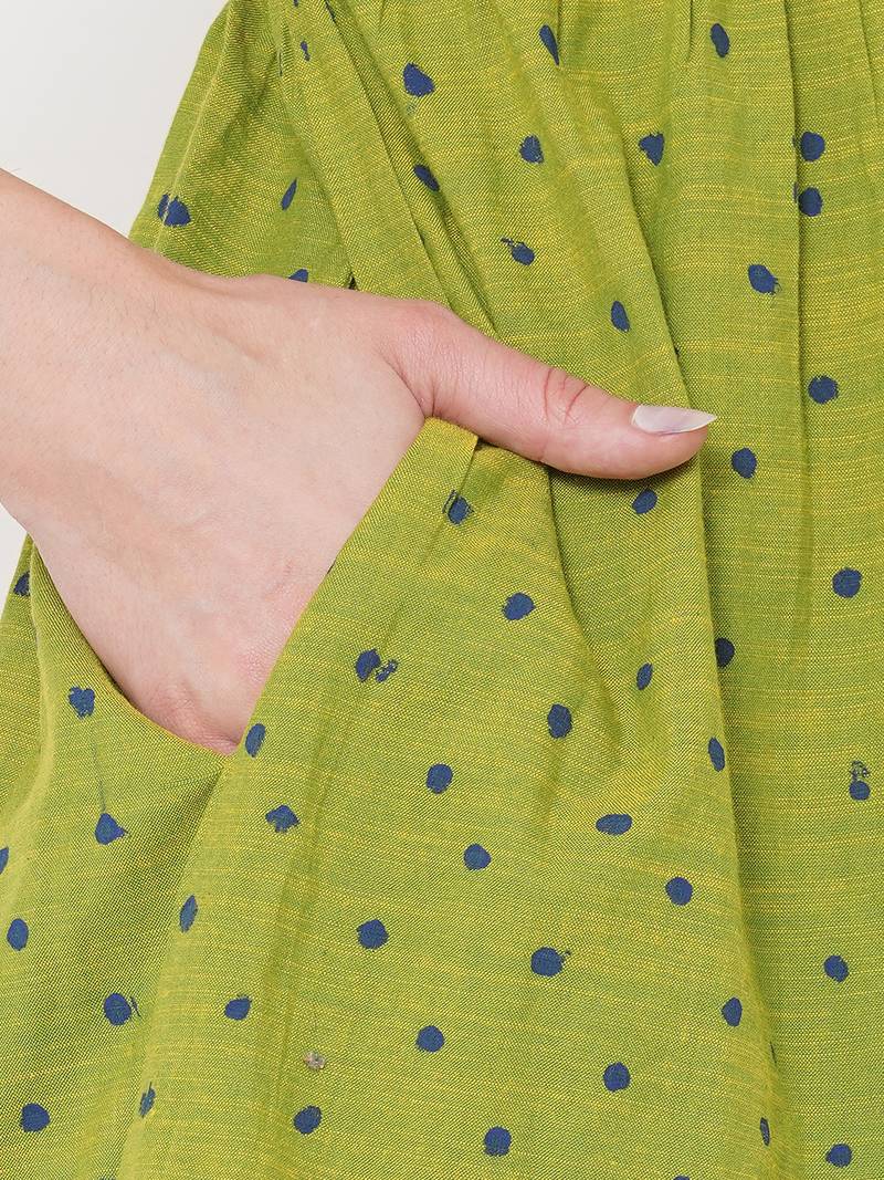 Handblock printed tiered dress