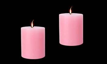 Paraffin Wax Smokeless Scented 2.5"X3" Tall Pillar Candle for Decoretion Pack of 2 Pink 1