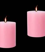 Paraffin Wax Smokeless Scented 2.5"X3" Tall Pillar Candle for Decoretion Pack of 2 Pink