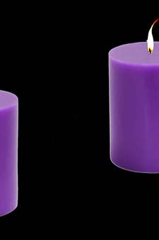 Paraffin Wax Smokeless Scented 2.5"X3" Tall Pillar Candle for Decoretion Pack of 2 Purple