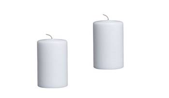 Paraffin Wax Smokeless Scented 2.5"X3" Tall Pillar Candle for Decoretion Pack of 2 White 4