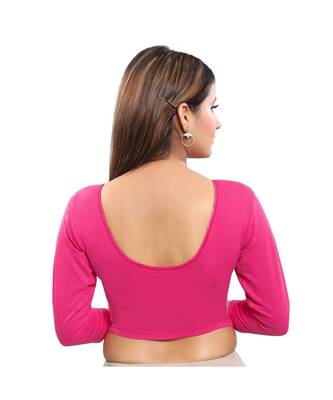 Cotton Lycra Blend Stretchable Round Neck Pink Blouse 2