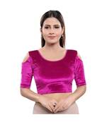 Muhenera Velvet Stretchable Round Neck Purple Blouse