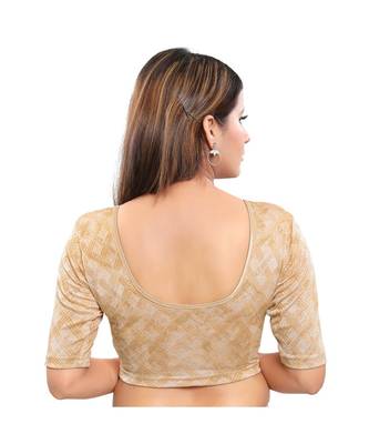 Muhenera Velvet Stretchable Round Neck Gold Blouse 2