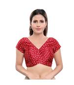 Cotton Blend Padded V-Neck Red Blouse