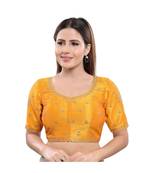 Art Silk Padded Round Neck Mustard Blouse