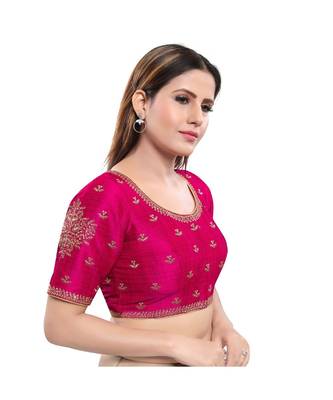 Art Silk Padded Round Neck Tomato-Pink Blouse 3