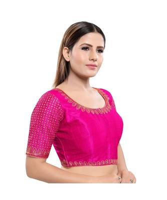 Art Silk Padded Round Neck Dark-Pink Blouse 3