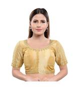Art Silk Padded Round Neck Gold Blouse