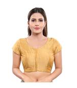Muhenera Silk Blend Padded Round Neck Gold Blouse