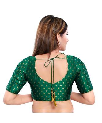 Jacquard Padded V-Neck Green Blouse 2