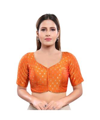 Jacquard Padded V-Neck Mustard Blouse 1
