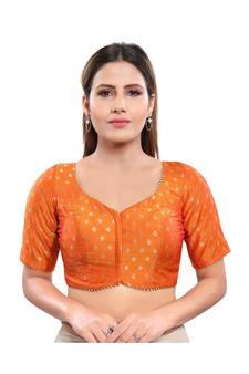 Jacquard Padded V-Neck Mustard Blouse