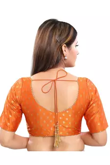 Jacquard Padded V-Neck Mustard Blouse