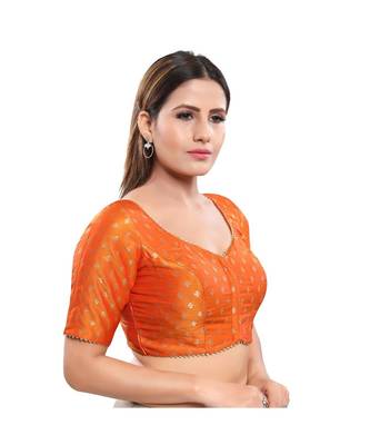 Jacquard Padded V-Neck Mustard Blouse 3
