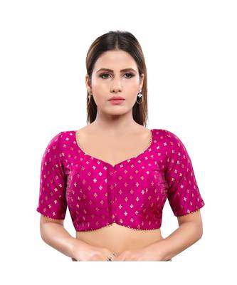 Jacquard Padded V-Neck Purple Blouse 1