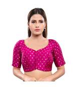 Jacquard Padded V-Neck Purple Blouse