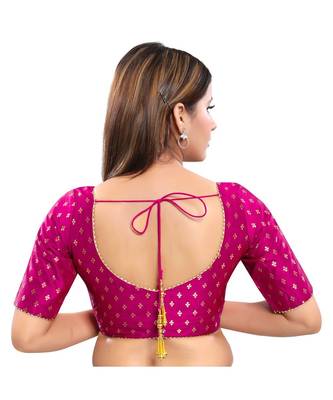 Jacquard Padded V-Neck Purple Blouse 2