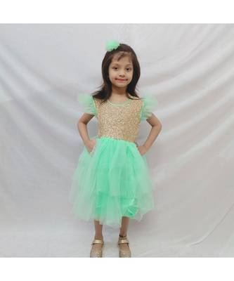 Green Princess dress with big sequin bow 1