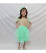 Green Princess dress with big sequin bow