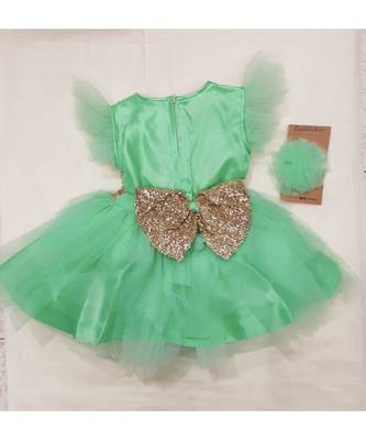 Green Princess dress with big sequin bow 4