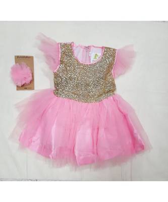 Pink Princess dress with big sequin bow 3