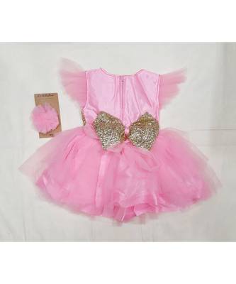 Pink Princess dress with big sequin bow 4