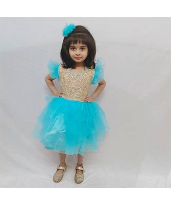 Blue Princess dress with big sequin bow 1