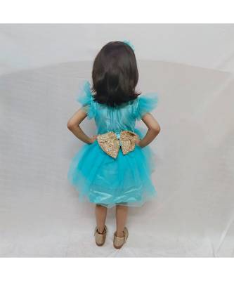 Blue Princess dress with big sequin bow 2