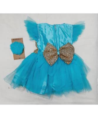 Blue Princess dress with big sequin bow 4