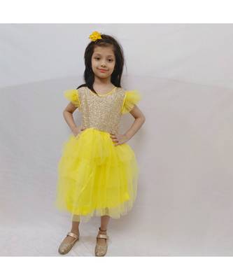 Yellow Princess dress with big sequin bow 1