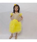 Yellow Princess dress with big sequin bow