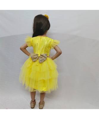 Yellow Princess dress with big sequin bow 2