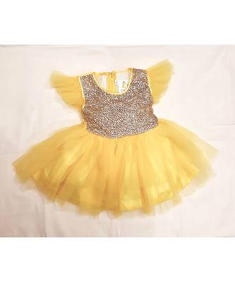 Yellow Princess dress with big sequin bow 3