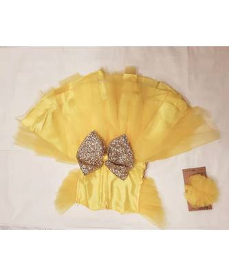 Yellow Princess dress with big sequin bow 4